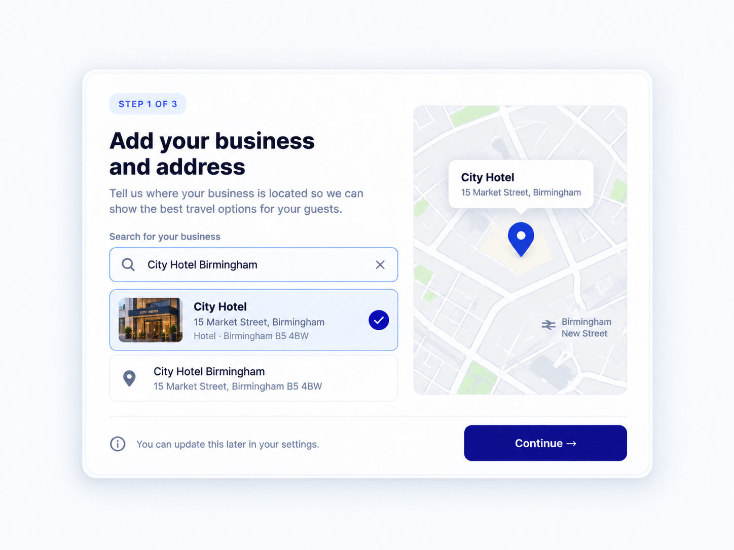 Add your business and address